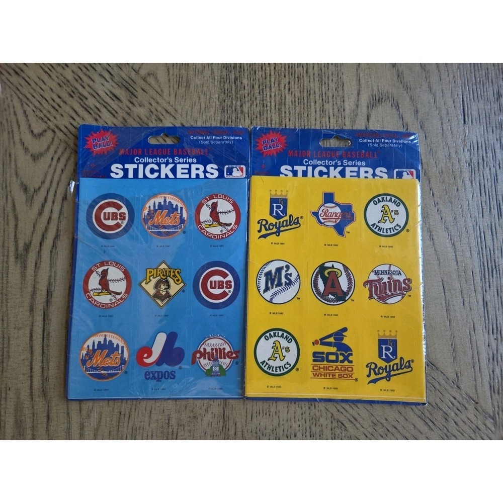 Vintage 1990 Baseball MLB Stickers 2 Different Sets 7 Sheets NOS Unopened